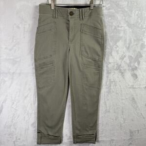 Democracy Jeans Ab Technology Size 2 Sage Green/Tan Cropped Rolled Hem Cargo